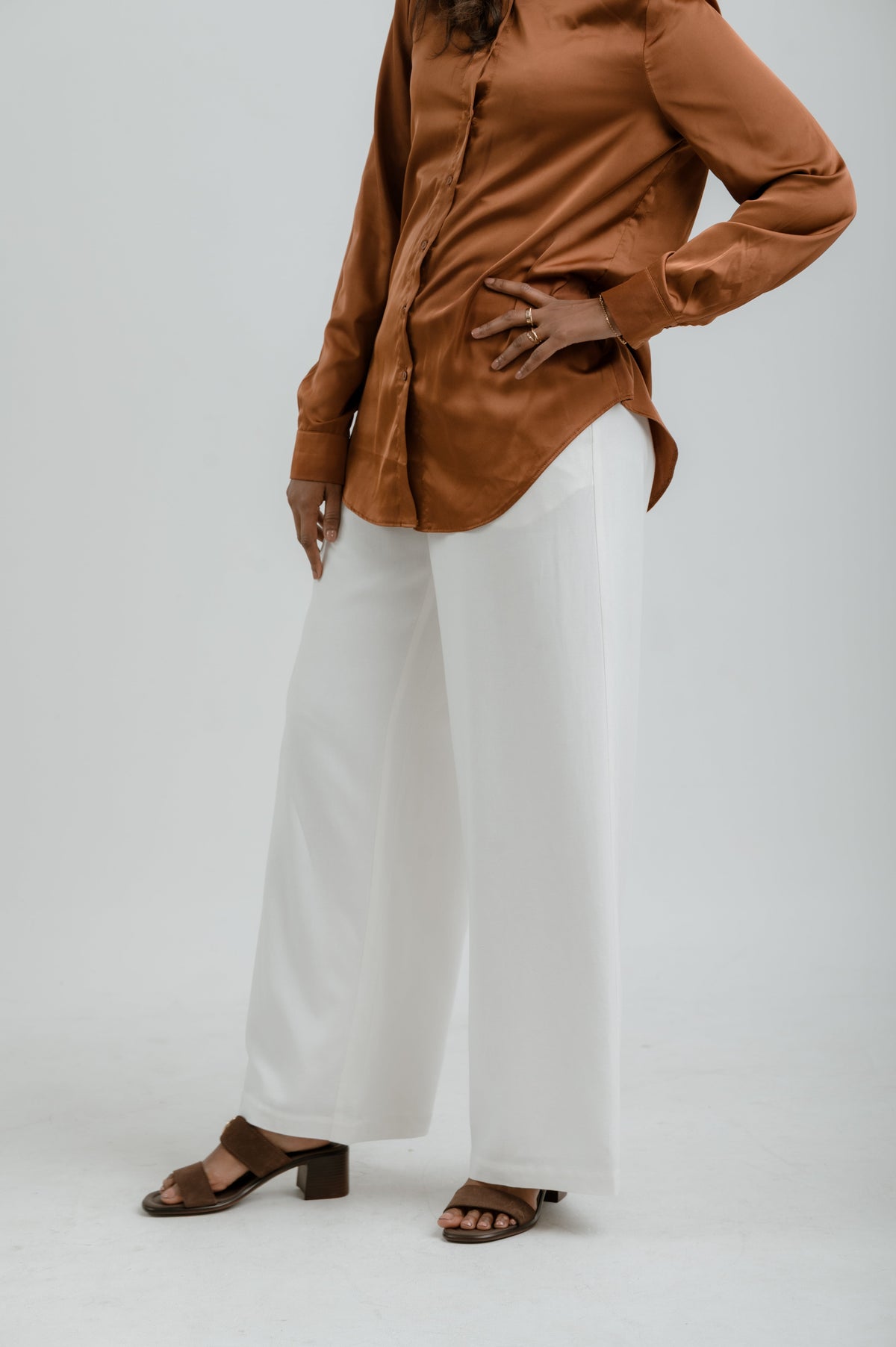 Wide-Leg Linen Blend Pants