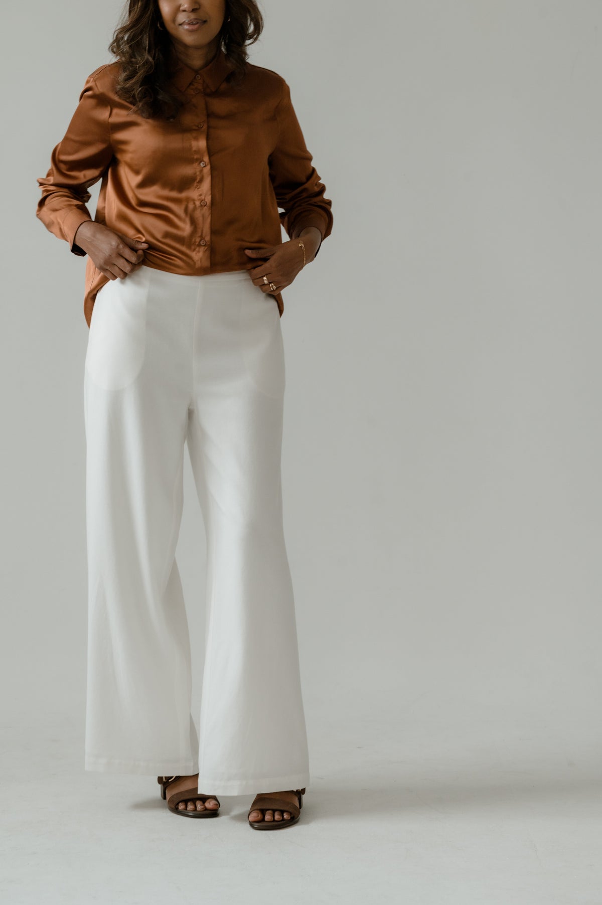 Wide-Leg Linen Blend Pants