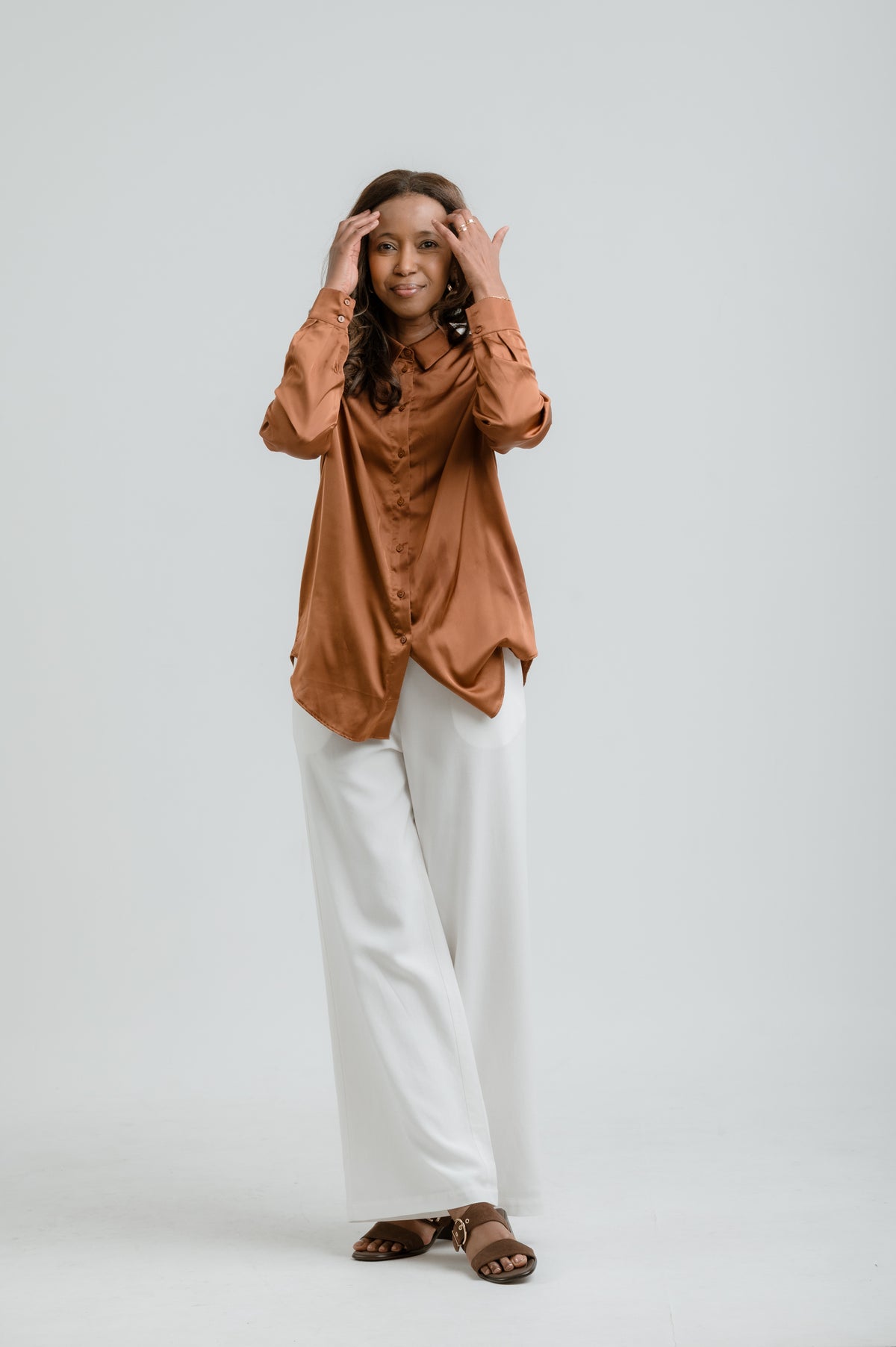 Wide-Leg Linen Blend Pants