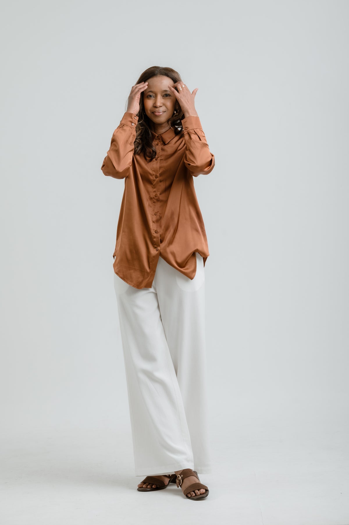 Wide-Leg Linen Blend Pants