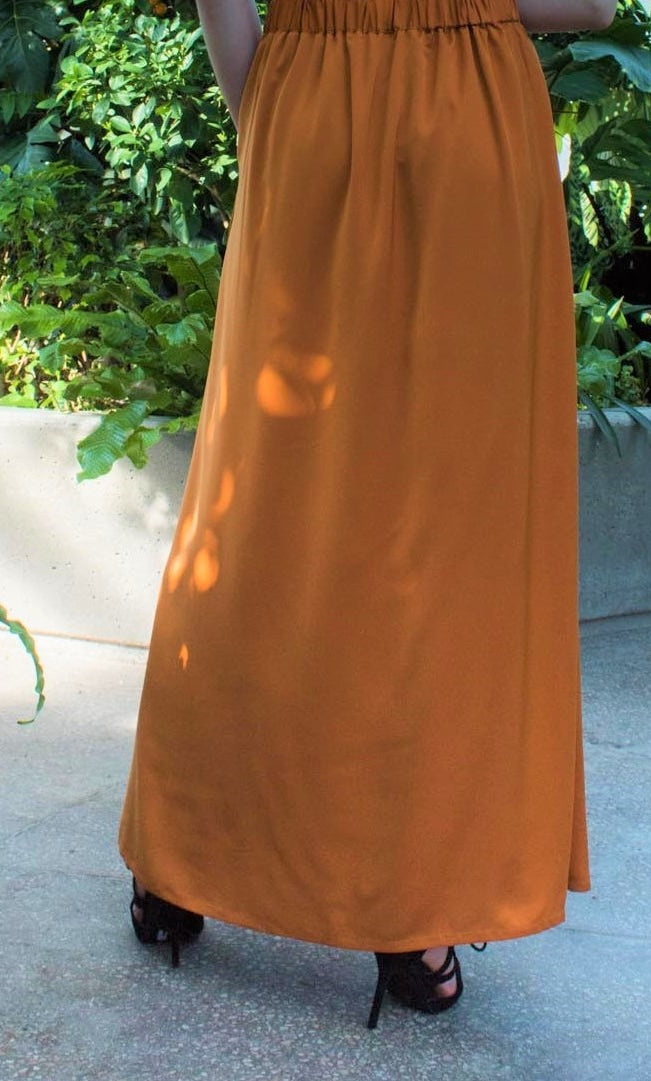 Front Pleated Maxi Skirt|