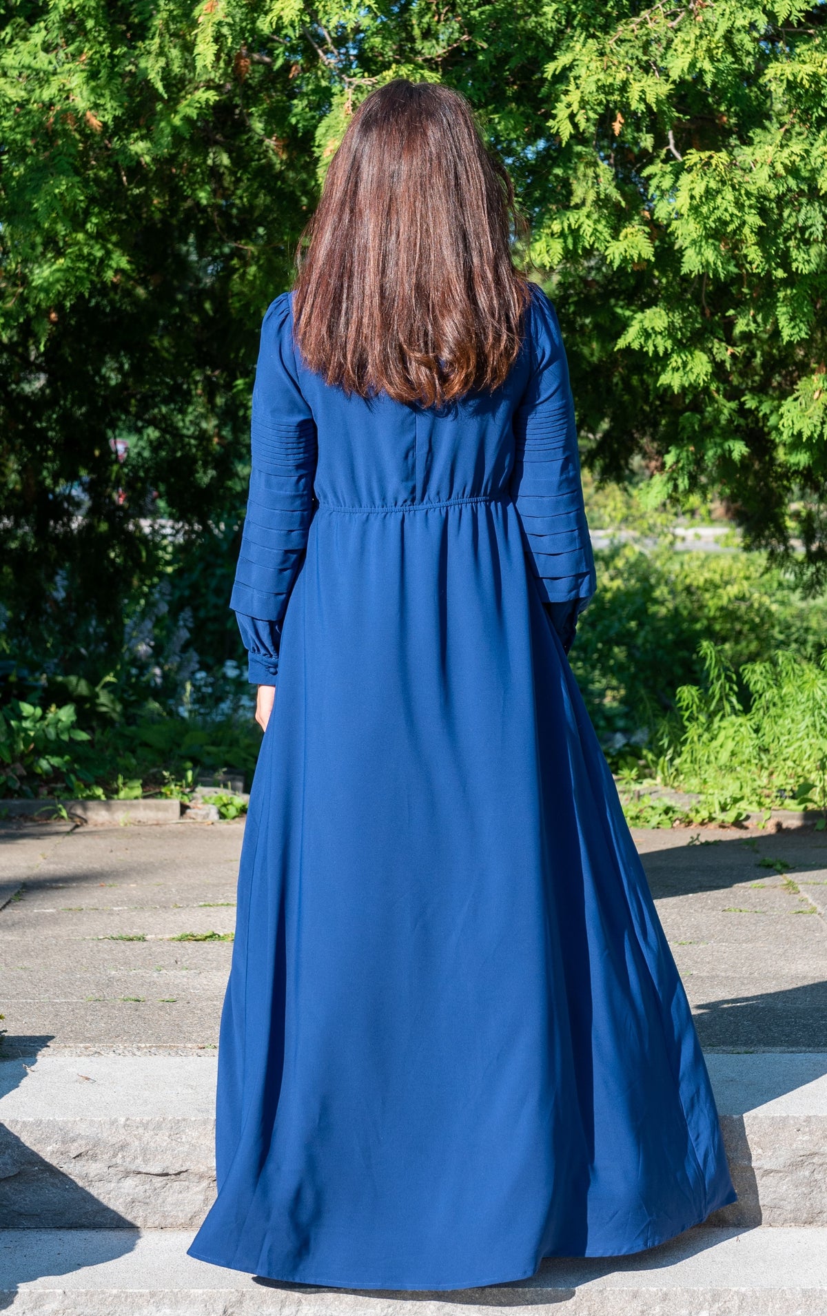 Pleated Sleeve Maxi Dress|