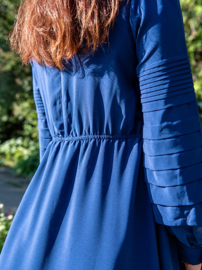 Pleated Sleeve Maxi Dress|