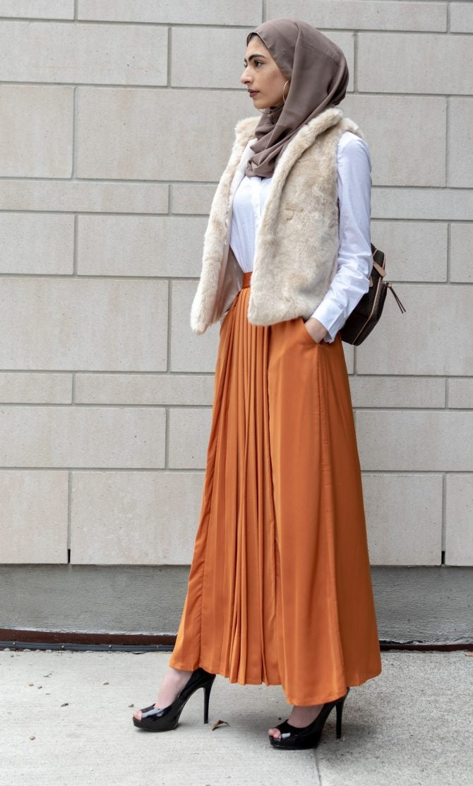 Front Pleated Maxi Skirt|