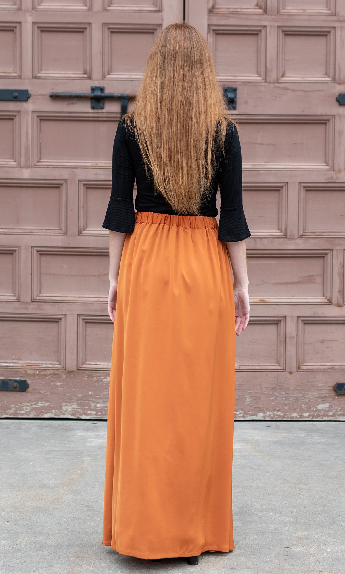 Front Pleated Maxi Skirt|