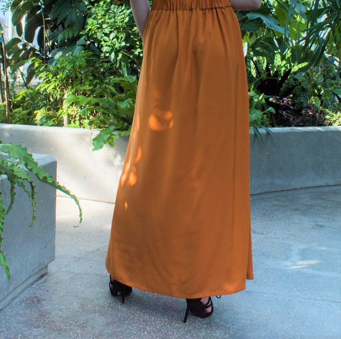 Front Pleated Maxi Skirt|