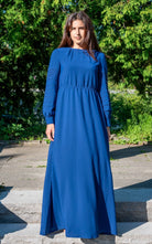 Pleated Sleeve Maxi Dress|