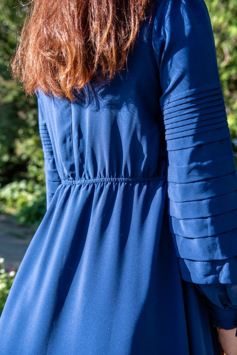 Pleated Sleeve Maxi Dress|