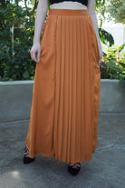Front Pleated Maxi Skirt|
