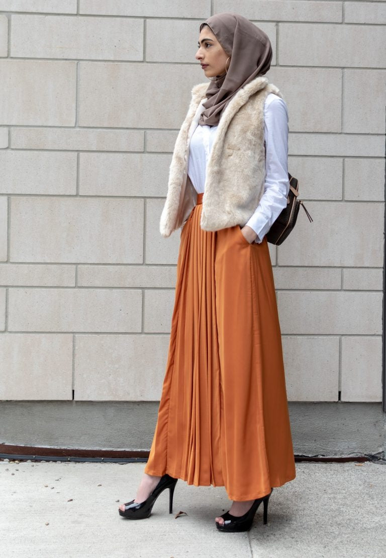 Front Pleated Maxi Skirt|