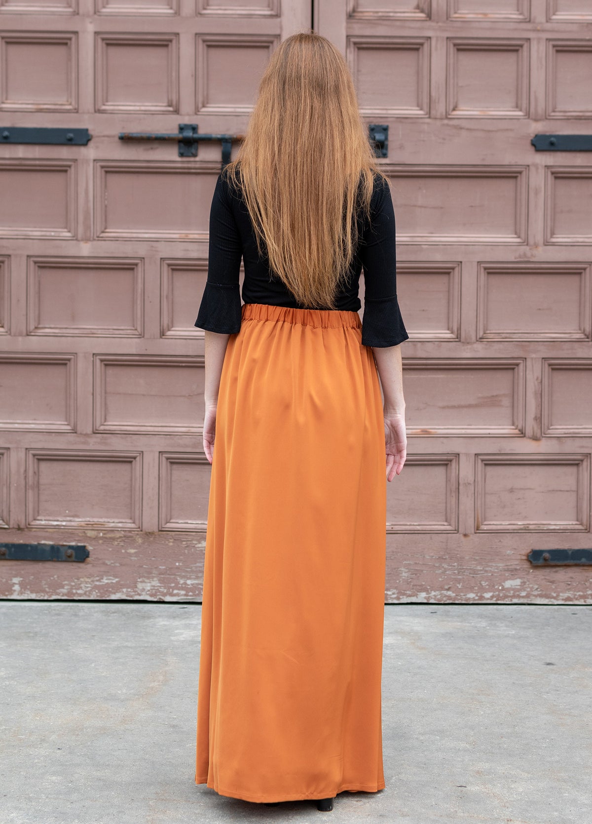 Front Pleated Maxi Skirt|
